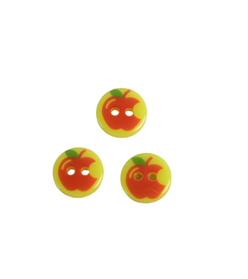 Set of 3 2-hole children's apple buttons