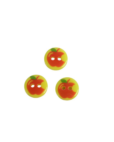 Set of 3 2-hole apple children's buttons