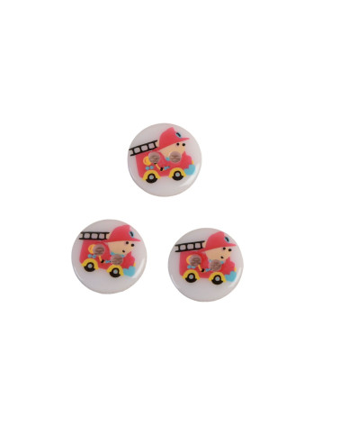 Set of 3 2-hole child firefighter buttons