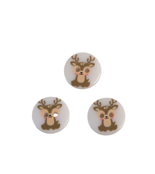 Set of 3 2-hole child deer buttons