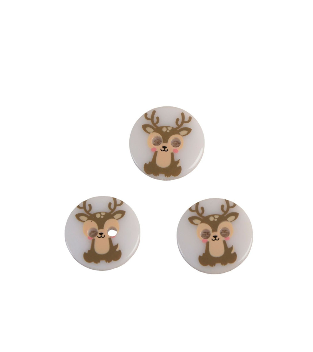Set of 3 2-hole child deer buttons