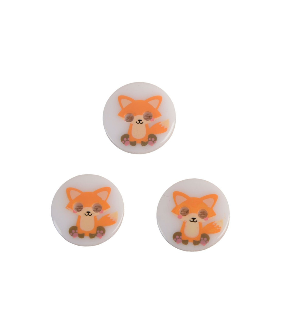 Set of 3 2-hole child fox buttons