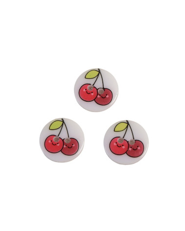 Set of 3 cherry children's 2-hole buttons