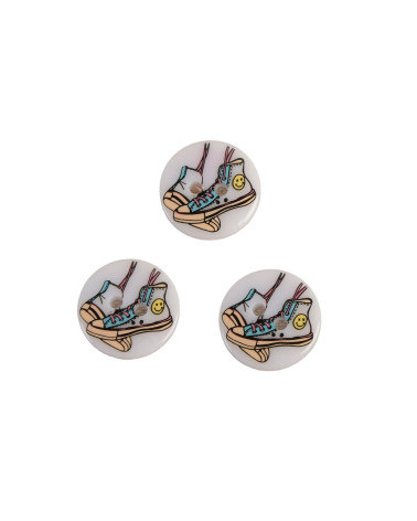 Set of 3 2-hole buttons for children's sneakers