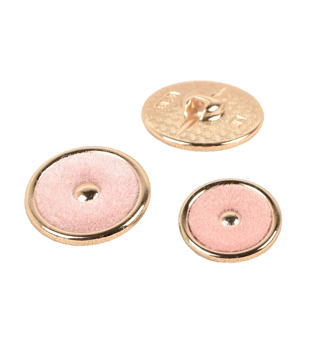 Lot de 3 boutons ronds colorés rose laurier