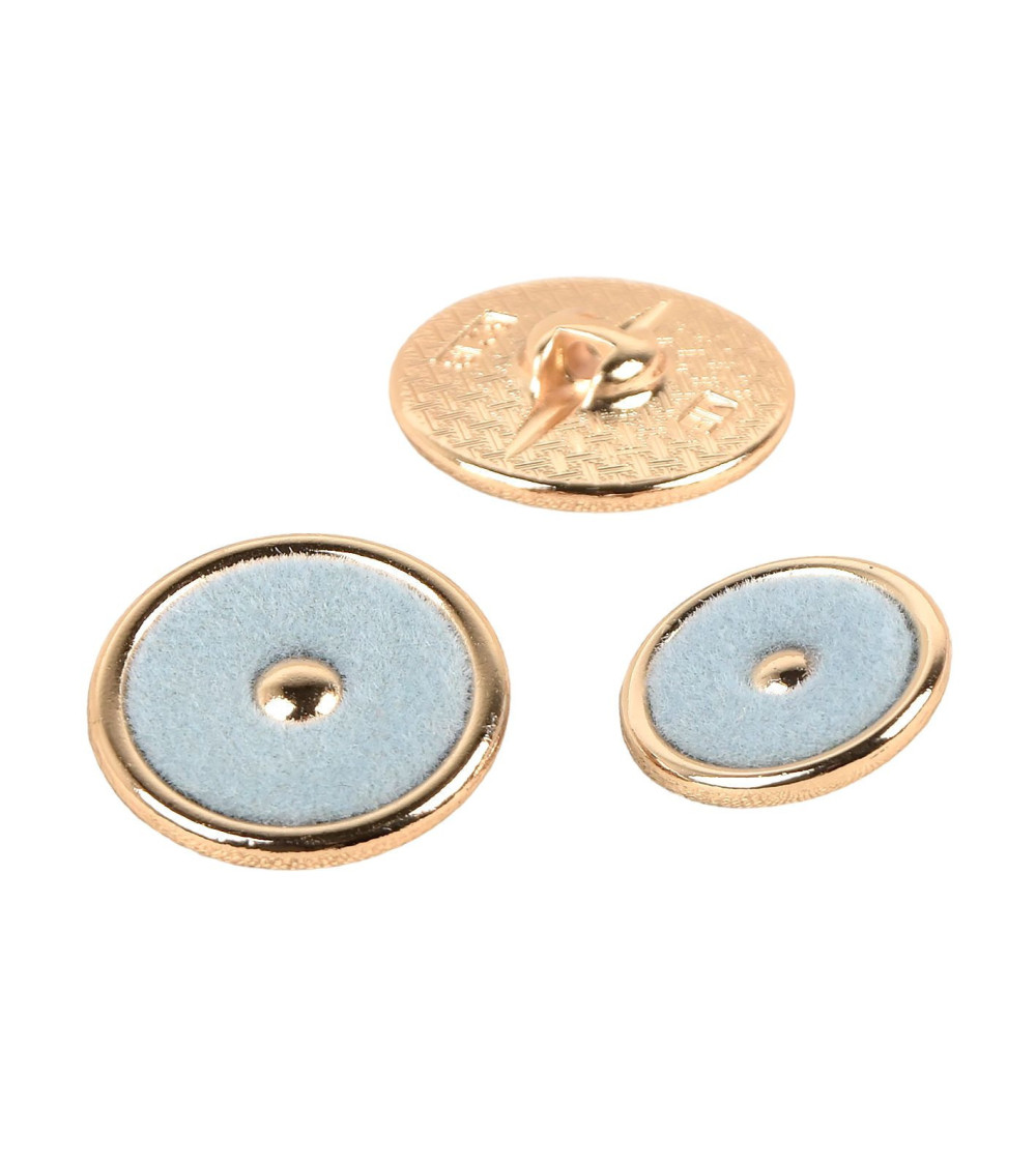 Lot de 3 boutons ronds colorés bleu layette