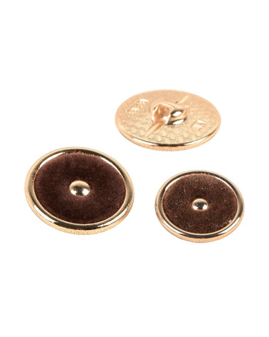 Set of 3 round colored brown buttons