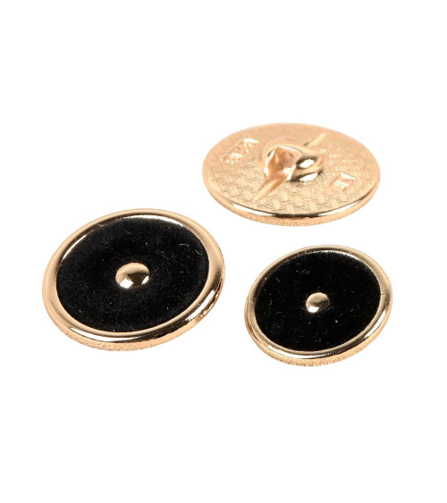 Set of 3 round colored black buttons