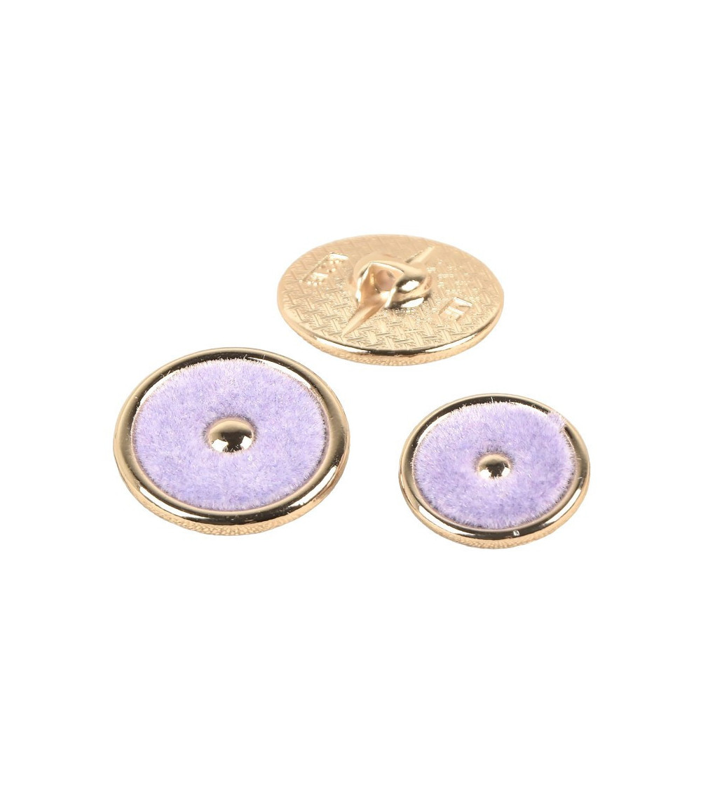 Set of 3 round lavender colored buttons