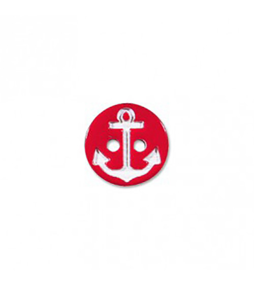 Set of 3 buttons 2 holes navy anchor red/white 13mm