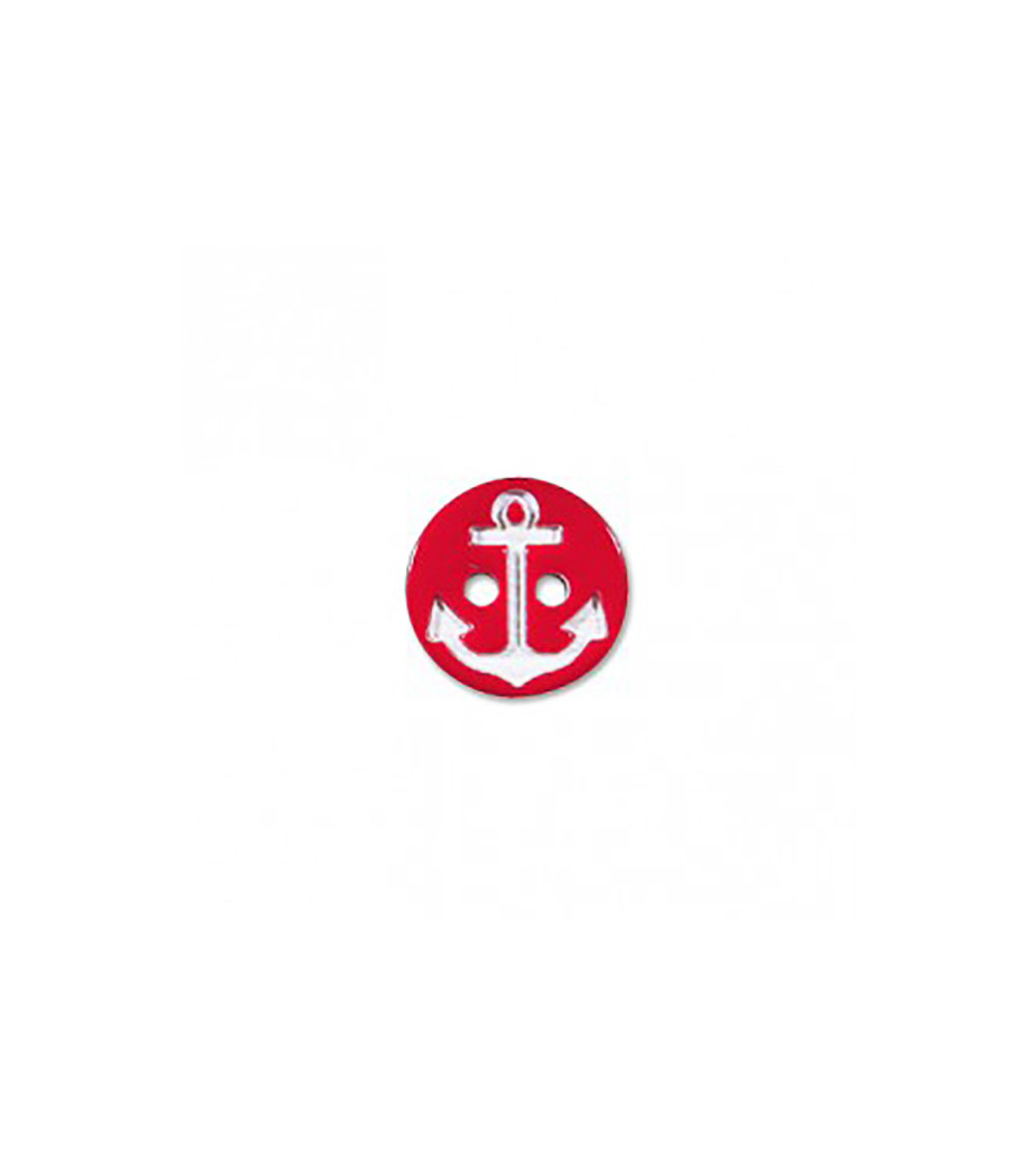 Set of 3 buttons 2 holes navy anchor red/white 13mm