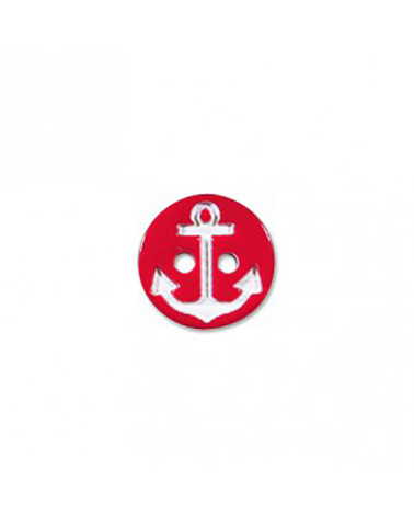 Set of 3 buttons 2 holes navy anchor red/white 13mm