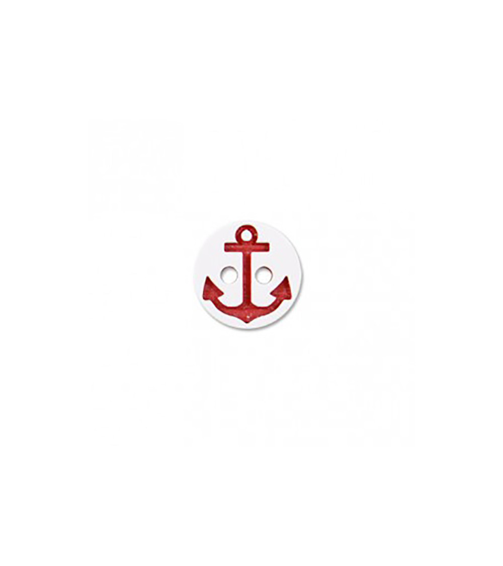Set of 3 2-hole marine anchor buttons white/red 13mm