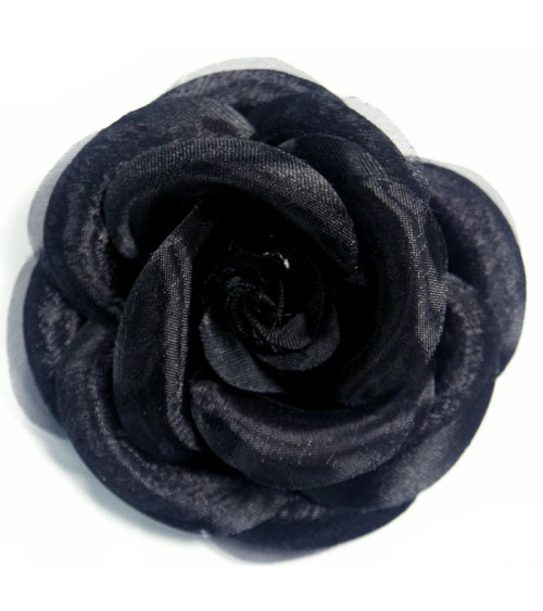 Broche fleur noire camélia