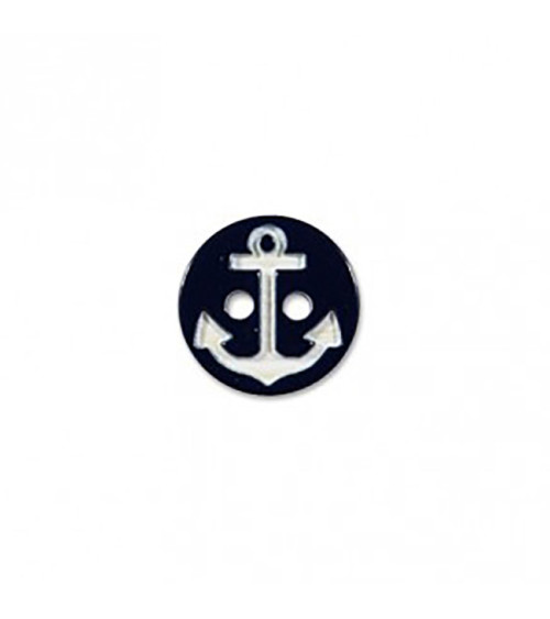 Set of 3 buttons 2 holes marine anchor black/white 13mm