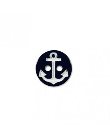Set of 3 buttons 2 holes marine anchor black/white 13mm