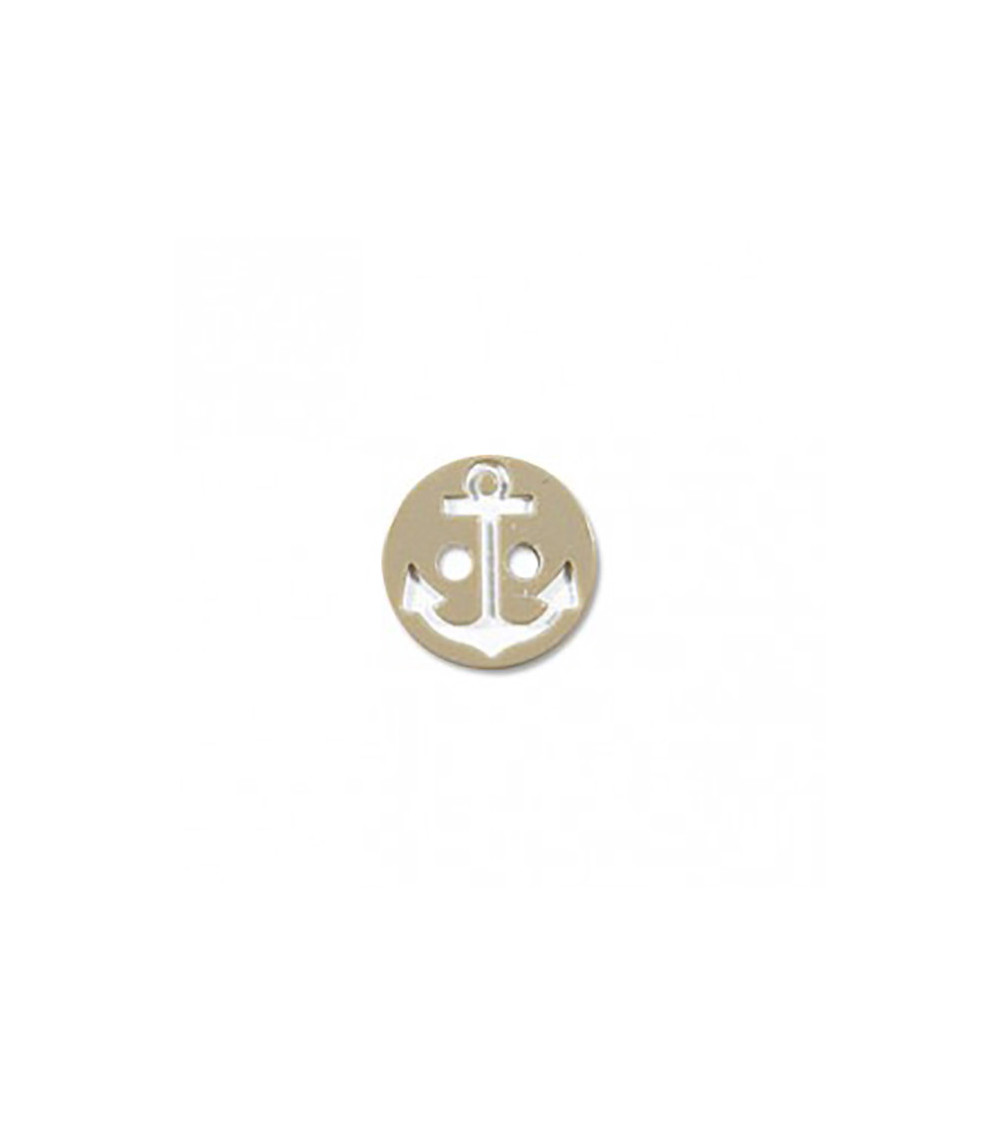 Set of 3 beige/white 2-hole marine anchor buttons 13mm