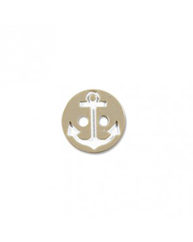 Set of 3 buttons 2 holes navy anchor beige/white 13mm