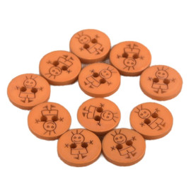 Lot de 3 boutons 2 trous garçon 15mm orange rouille