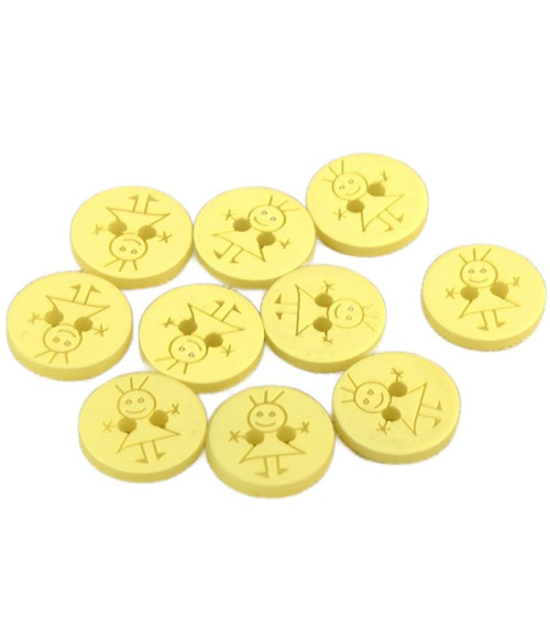 Lot de 3 boutons 2 trous fille 15mm Jaune Mimosa