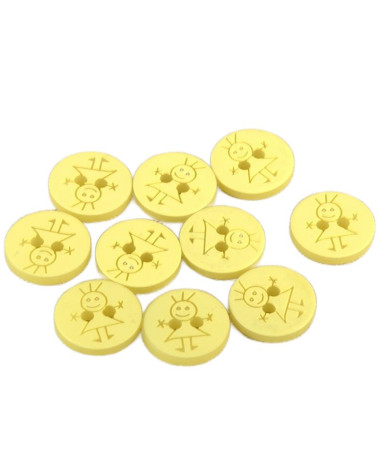 Set of 3 2-hole buttons for girls 15mm Mimosa Yellow