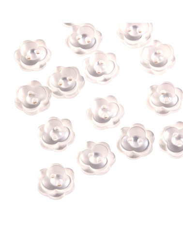 Set of 3 2-hole flower buttons 13mm White