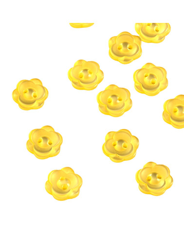Lot de 3 boutons 2 trous fleur 13mm jaune