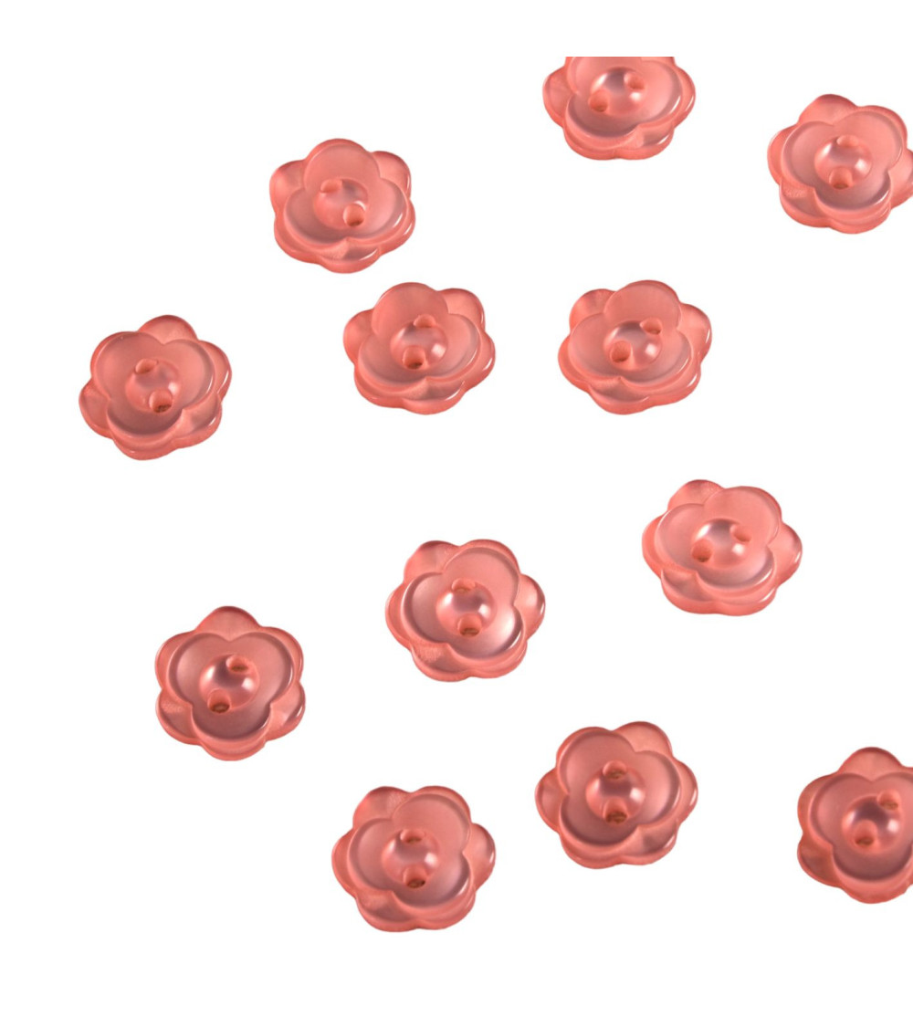 Set of 3 2-hole flower buttons 13mm pink