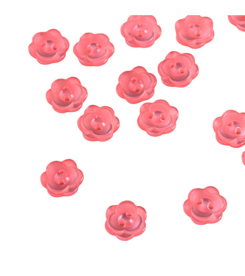 Set of 3 2-hole flower buttons 13mm Fuchsia