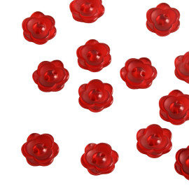 Lot de 3 boutons 2 trous fleur 13mm Rouge