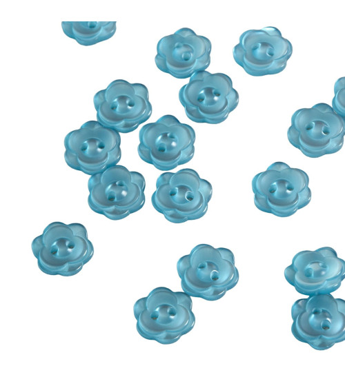 Set of 3 2-hole flower buttons 13mm blue