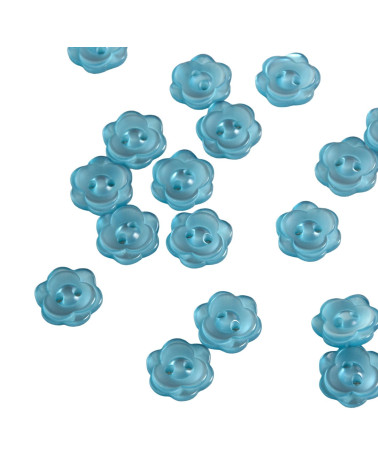 Set of 3 2-hole flower buttons 13mm blue