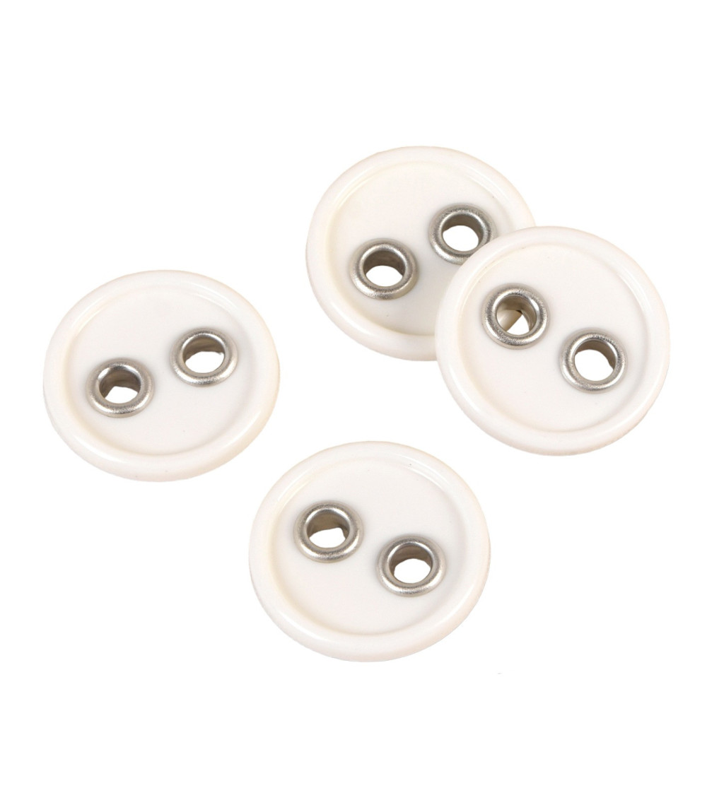Set of 3 buttons 2 holes white 25mm