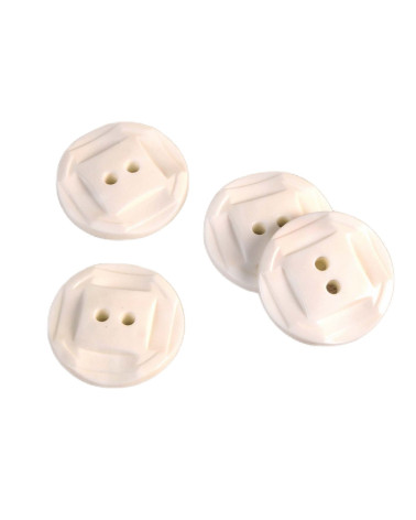 Set of 3 buttons 2 holes white 27mm