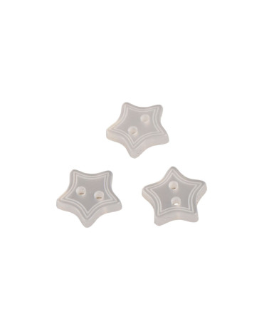 Set mit 3 Knöpfen mit 2 Löchern, Stern, weiß, 13 mm