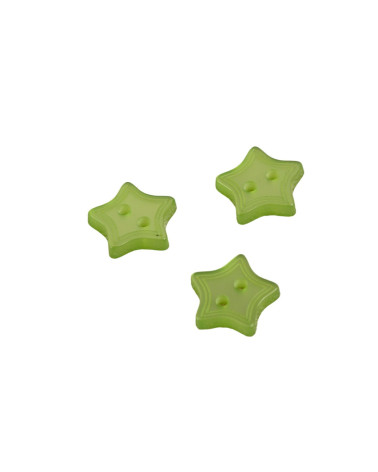 Set mit 3 Knöpfen mit 2 Löchern, Stern, grasgrün, 13 mm