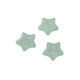 Lot de 3 boutons 2 trous étoile vert d'eau 13mm