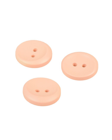 Set of 3 buttons 2 holes round beige 17mm