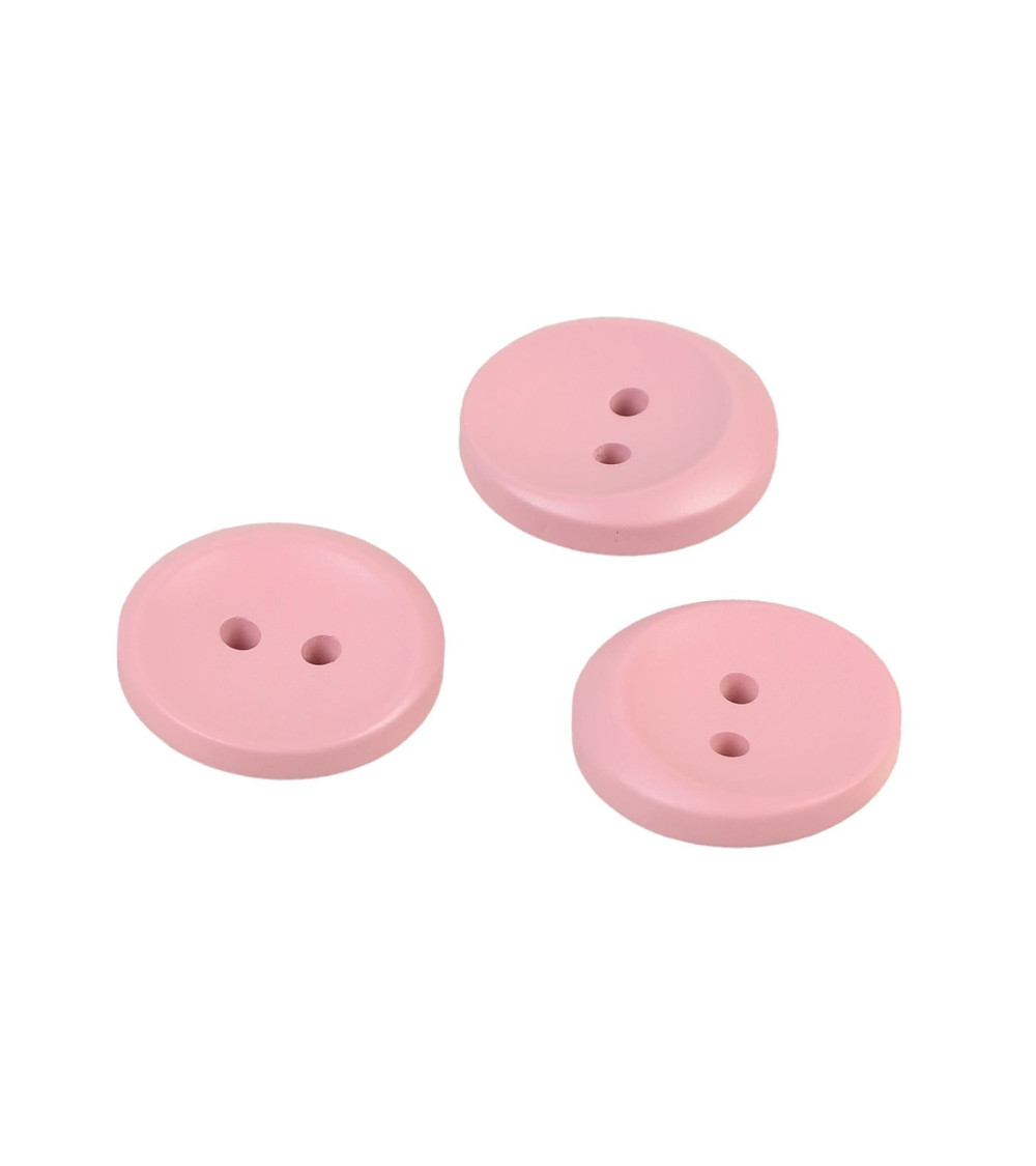 Set mit 3 Knöpfen mit 2 Löchern, rund, Lorbeerrosa, 17 mm