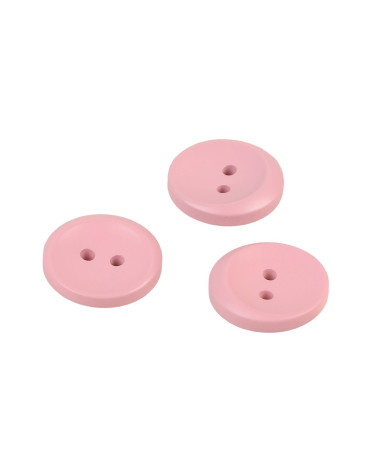 Set mit 3 Knöpfen mit 2 Löchern, rund, Lorbeerrosa, 17 mm