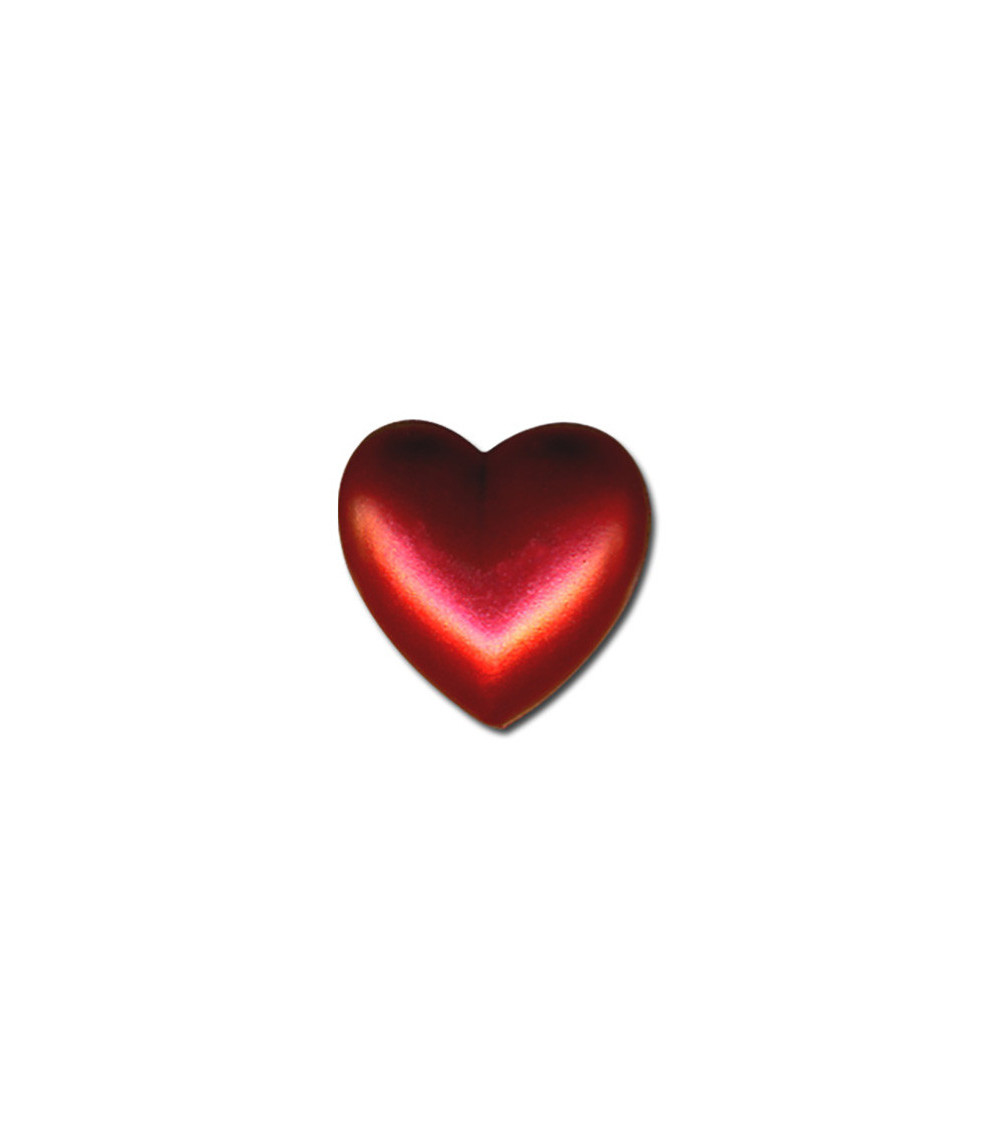 Set di 3 bottoni con gambo a cuore mm 18 Rosso satinato