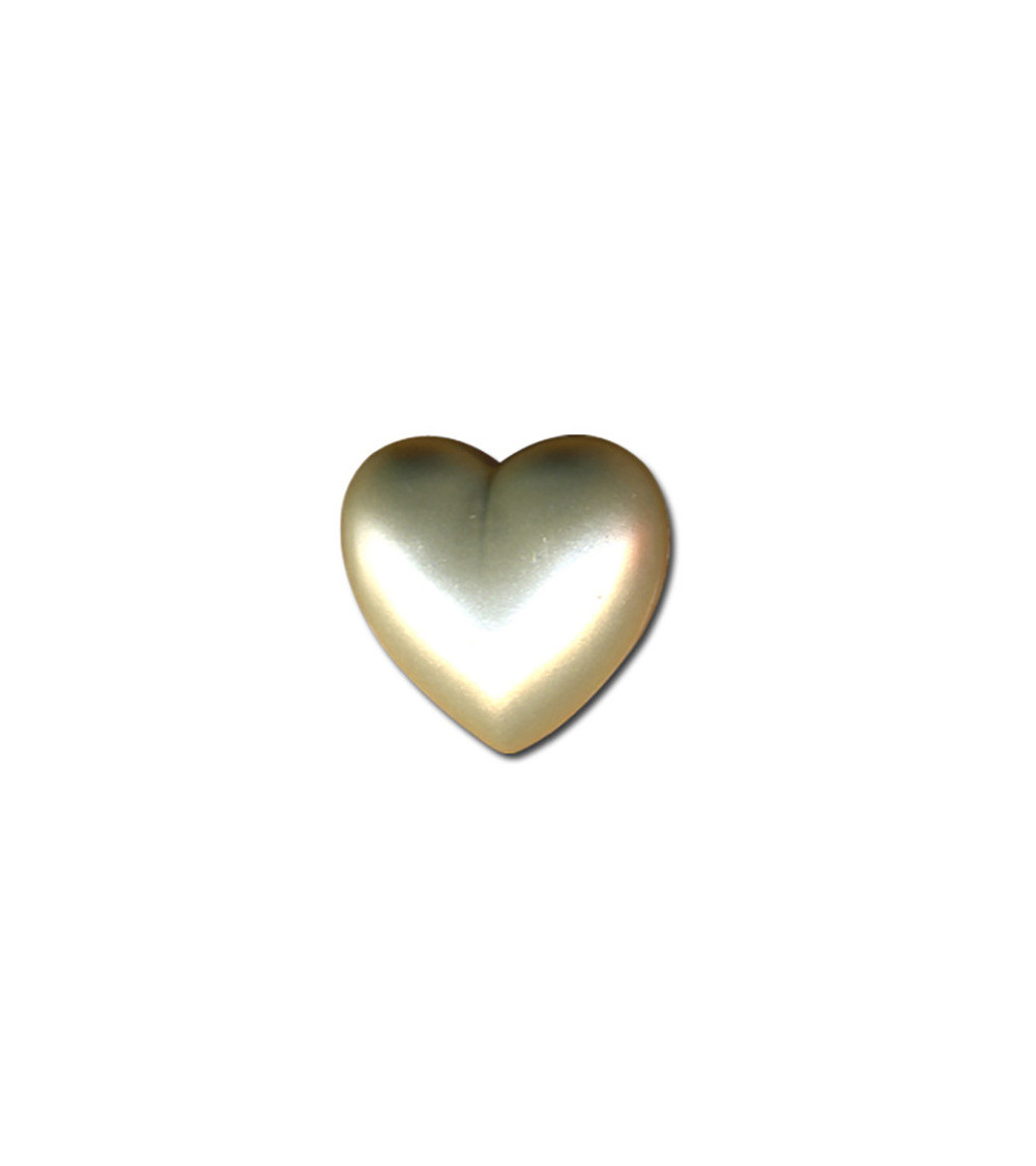 Set of 3 heart-shaped buttons 18mm Ecru satin