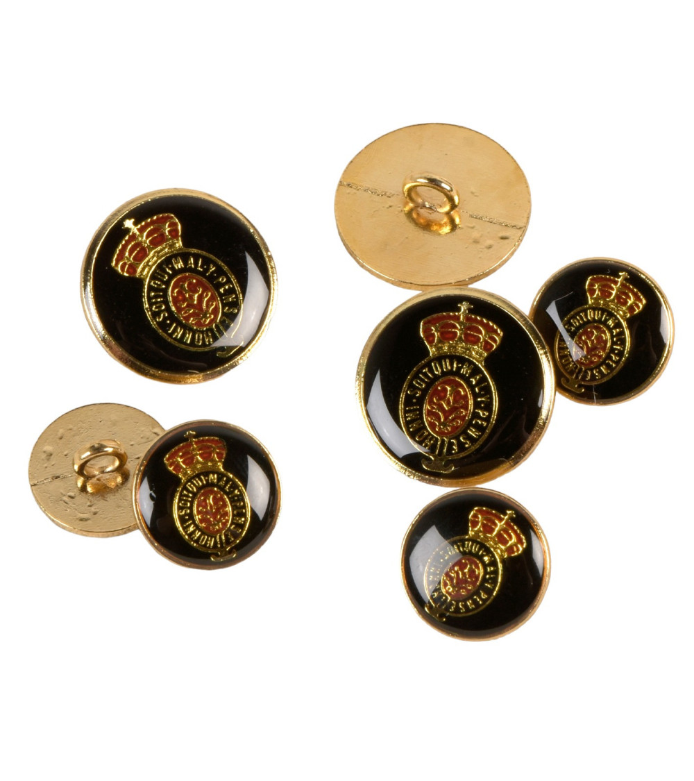 Lot de 3 boutons blason devise noir 15mm