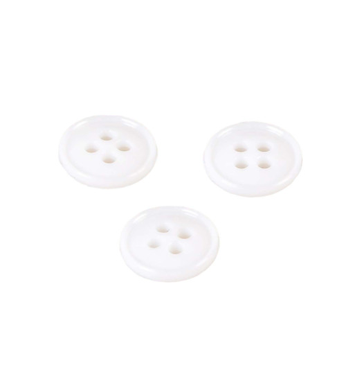 Lot de 3 boutons 4 trous nylon recylé blanc 11mm