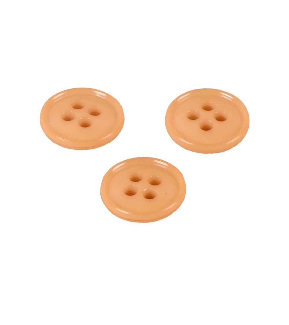 Set of 3 buttons 4 holes recycled nylon cognac bronze 11mm