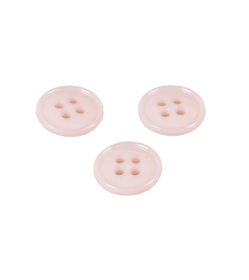 Set of 3 buttons 4 holes recycled nylon baby pink 11mm