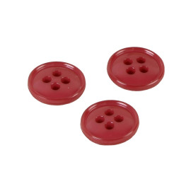Lot de 3 boutons 4 trous nylon recylé rouge 11mm