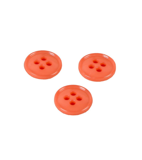 Set of 3 buttons 4 holes recycled nylon orange 11mm