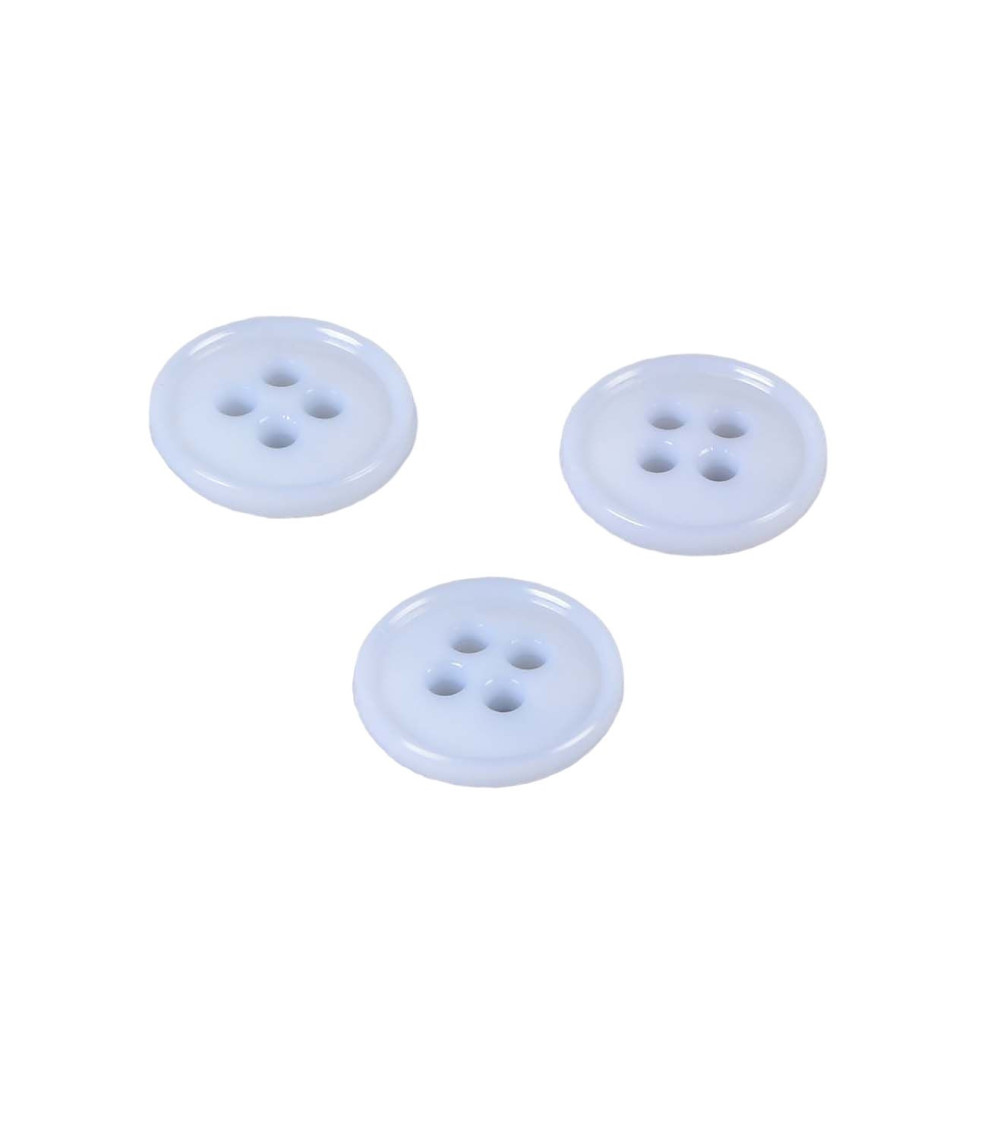 Set of 3 buttons 4 holes recycled nylon baby blue 11mm