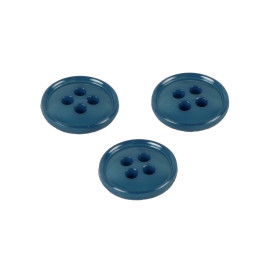 Lot de 3 boutons 4 trous nylon recylé bleu pétrole 11mm